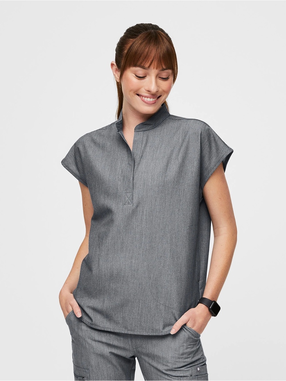 Figs Rafaela Scrub Top Large Graphite